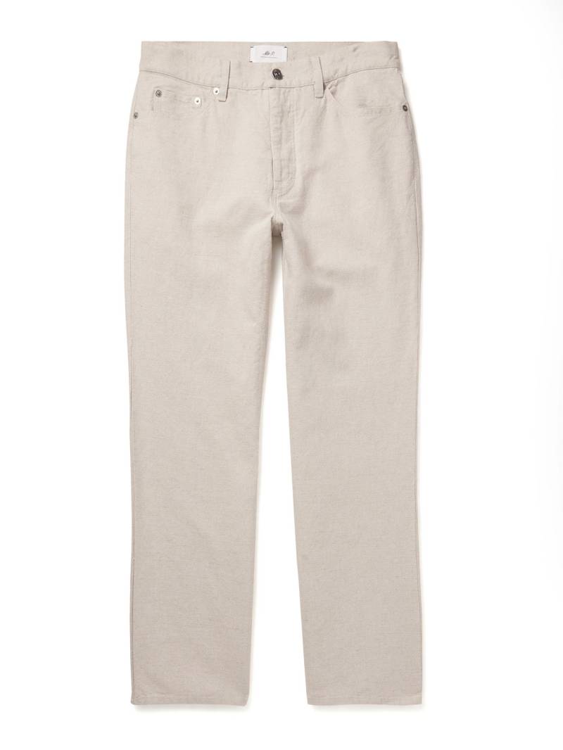 Mr P. - Edward Straight-Leg Linen and Cotton-Blend Trousers - Men - Neutrals - 40 von Mr P.