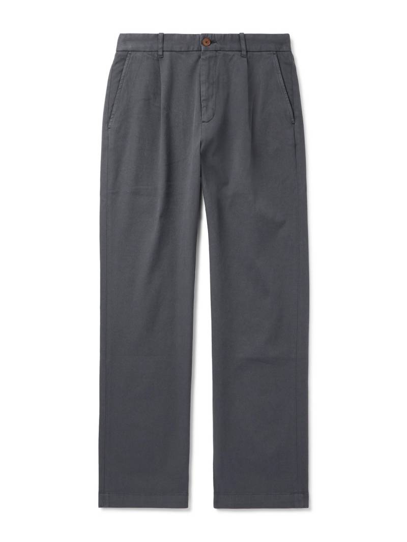 Mr P. - Edward Straight-Leg Pleated Cotton-Blend Cavalry Twill Trousers - Men - Gray - 34 von Mr P.