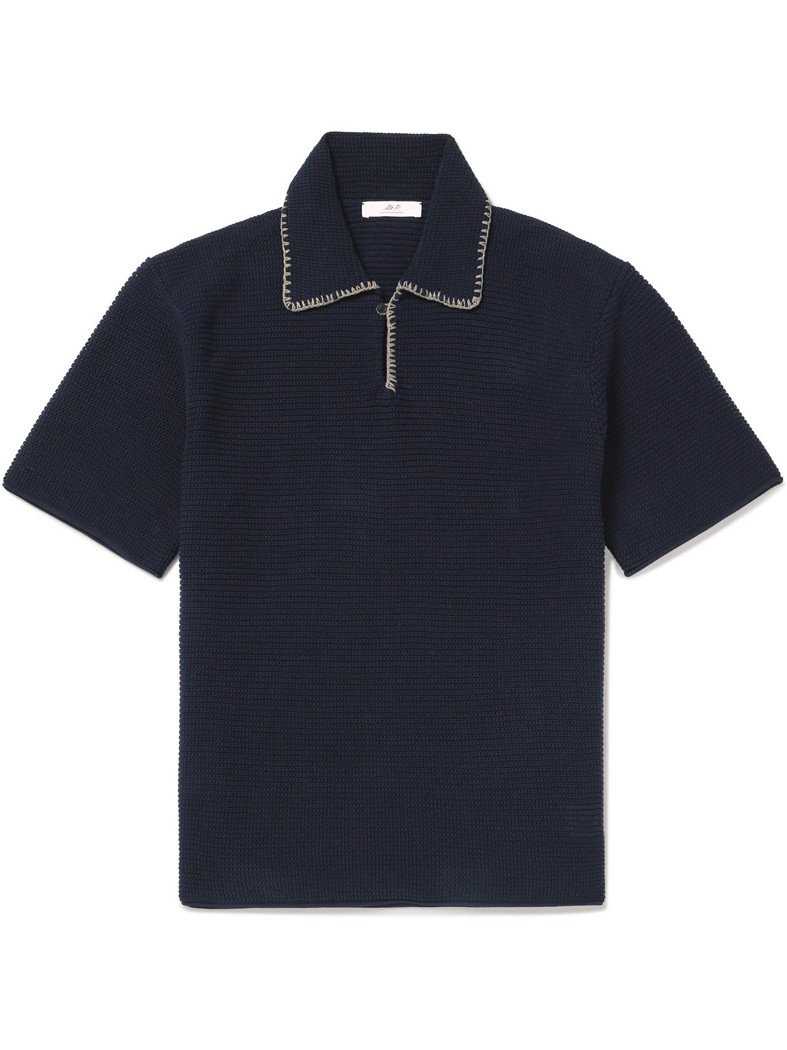 Mr P. - Embroidered Cotton Polo Shirt - Men - Blue - XS von Mr P.