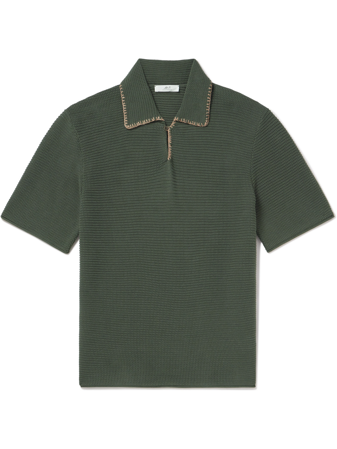 Mr P. - Embroidered Cotton Polo Shirt - Men - Green - S von Mr P.
