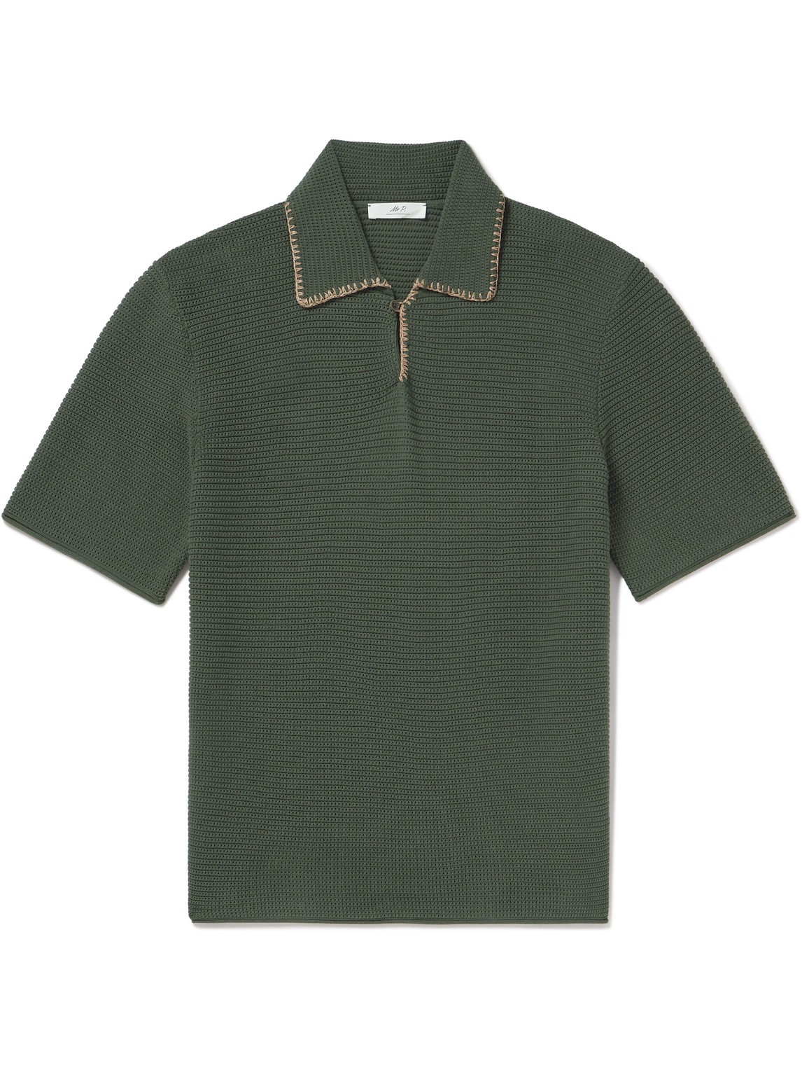 Mr P. - Embroidered Cotton Polo Shirt - Men - Green - XXL Mr P. - Embroidered Cotton Polo Shirt - Men - Green - XXL von Mr P.