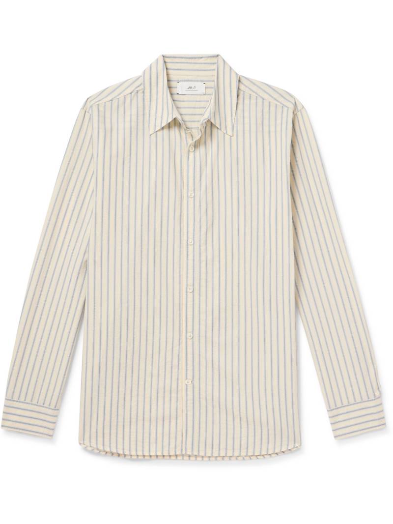 Mr P. - Embroidered Striped Cotton Shirt - Men - Neutrals - XXL von Mr P.