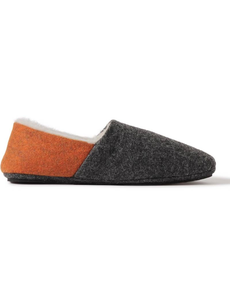 Mr P. - Fleece-Lined Two-Tone Recycled-Felt Slippers - Men - Orange - UK 7 von Mr P.