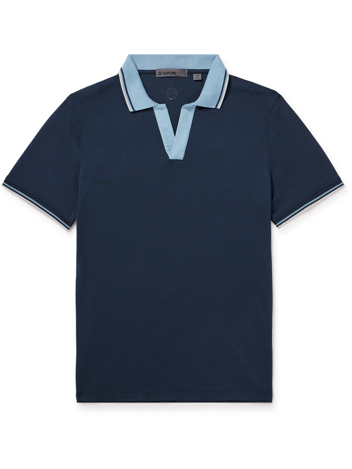 Mr P. - G/FORE Golf Striped Logo-Appliquéd Piqué Polo Shirt - Men - Blue - L von Mr P.