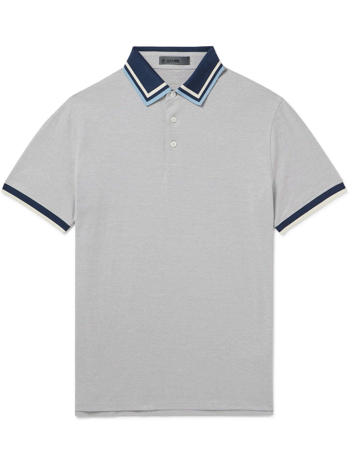 Mr P. - G/FORE Golf Striped Logo-Appliquéd Piqué Polo Shirt - Men - Gray - M Mr P. - G/FORE Golf Striped Logo-Appliquéd Piqué Polo Shirt - Men - Gray - M von Mr P.