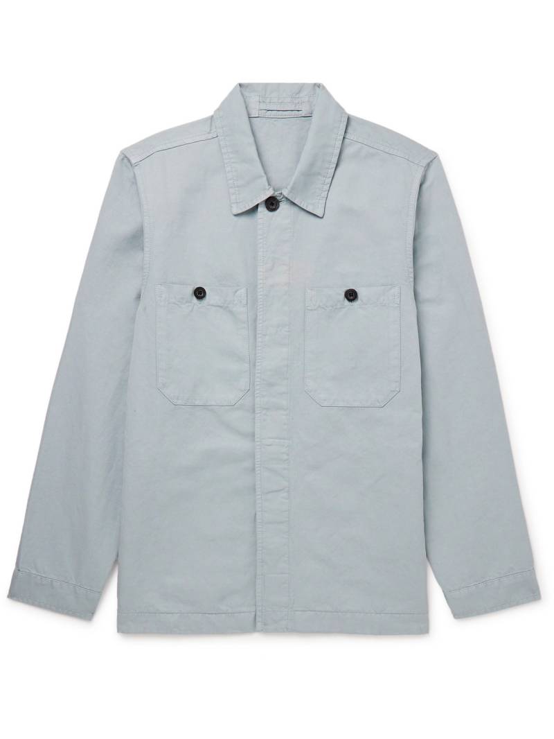Mr P. - Garment-Dyed Cotton and Linen-Blend Twill Overshirt - Men - Blue - XL von Mr P.
