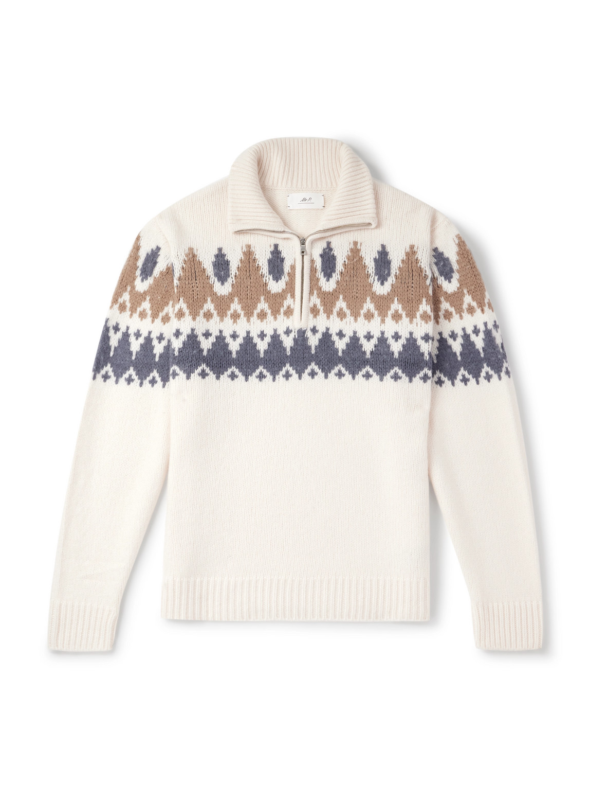 Mr P. - Geo Fair Isle Wool and Cashmere-Blend Half-Zip Sweater - Men - Neutrals - XXL Mr P. - Geo Fair Isle Wool and Cashmere-Blend Half-Zip Sweater - Men - Neutrals - XXL von Mr P.
