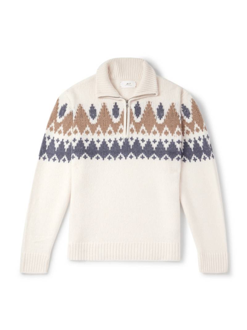 Mr P. - Geo Fair Isle Wool and Cashmere-Blend Half-Zip Sweater - Men - Neutrals - XXL von Mr P.