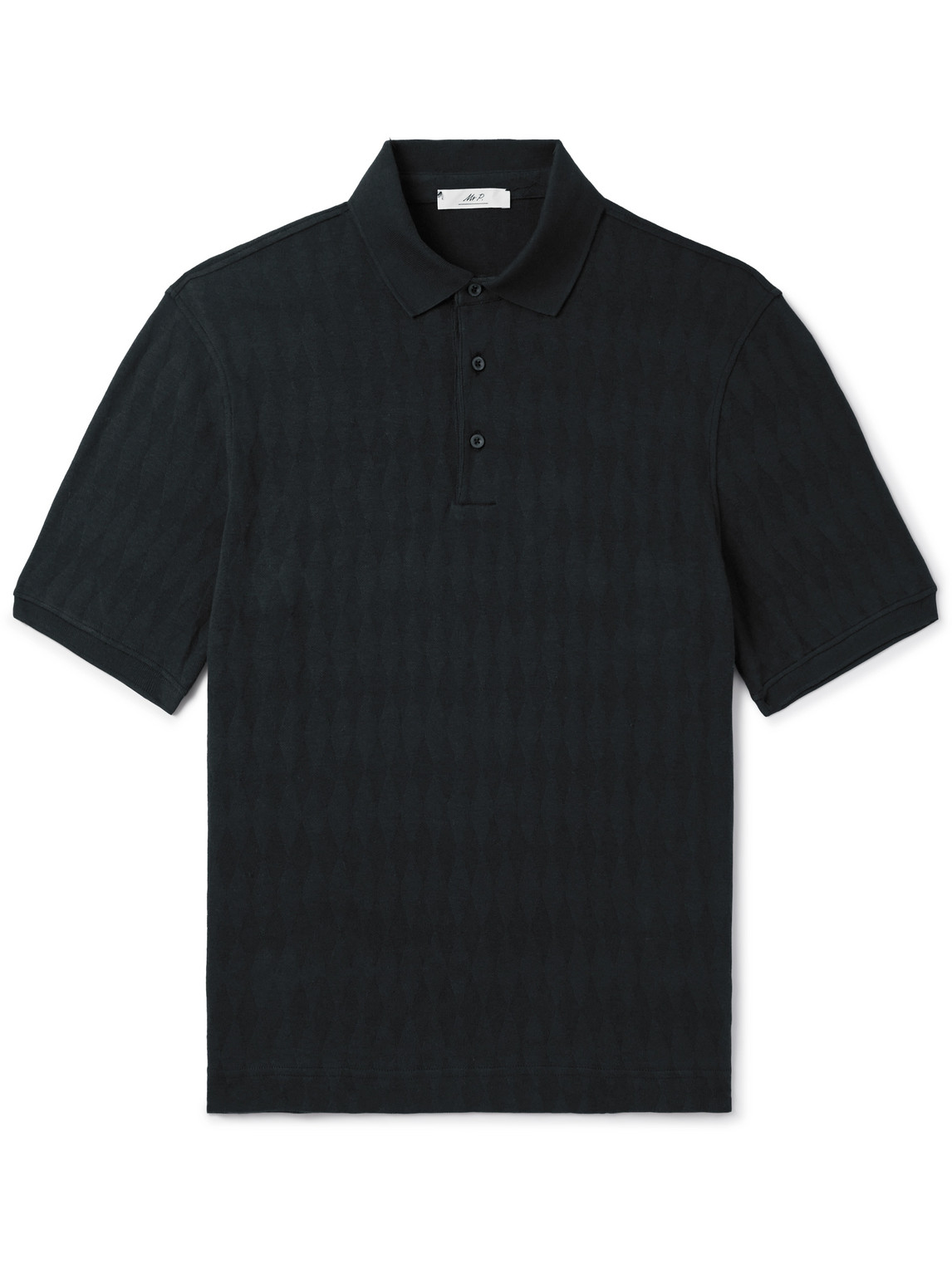 Mr P. - Golf Checked Organic Cotton-Jacquard Polo Shirt - Men - Gray - L von Mr P.