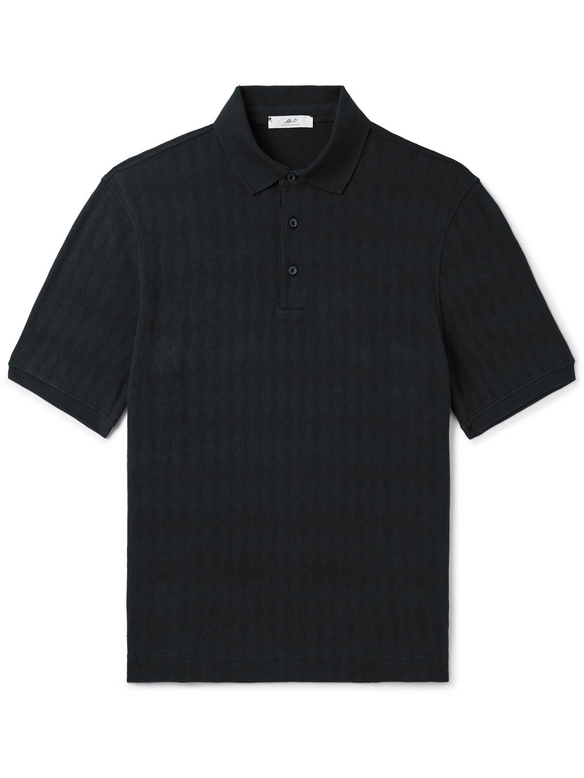 Mr P. - Golf Checked Organic Cotton-Jacquard Polo Shirt - Men - Gray - XS Mr P. - Golf Checked Organic Cotton-Jacquard Polo Shirt - Men - Gray - XS von Mr P.