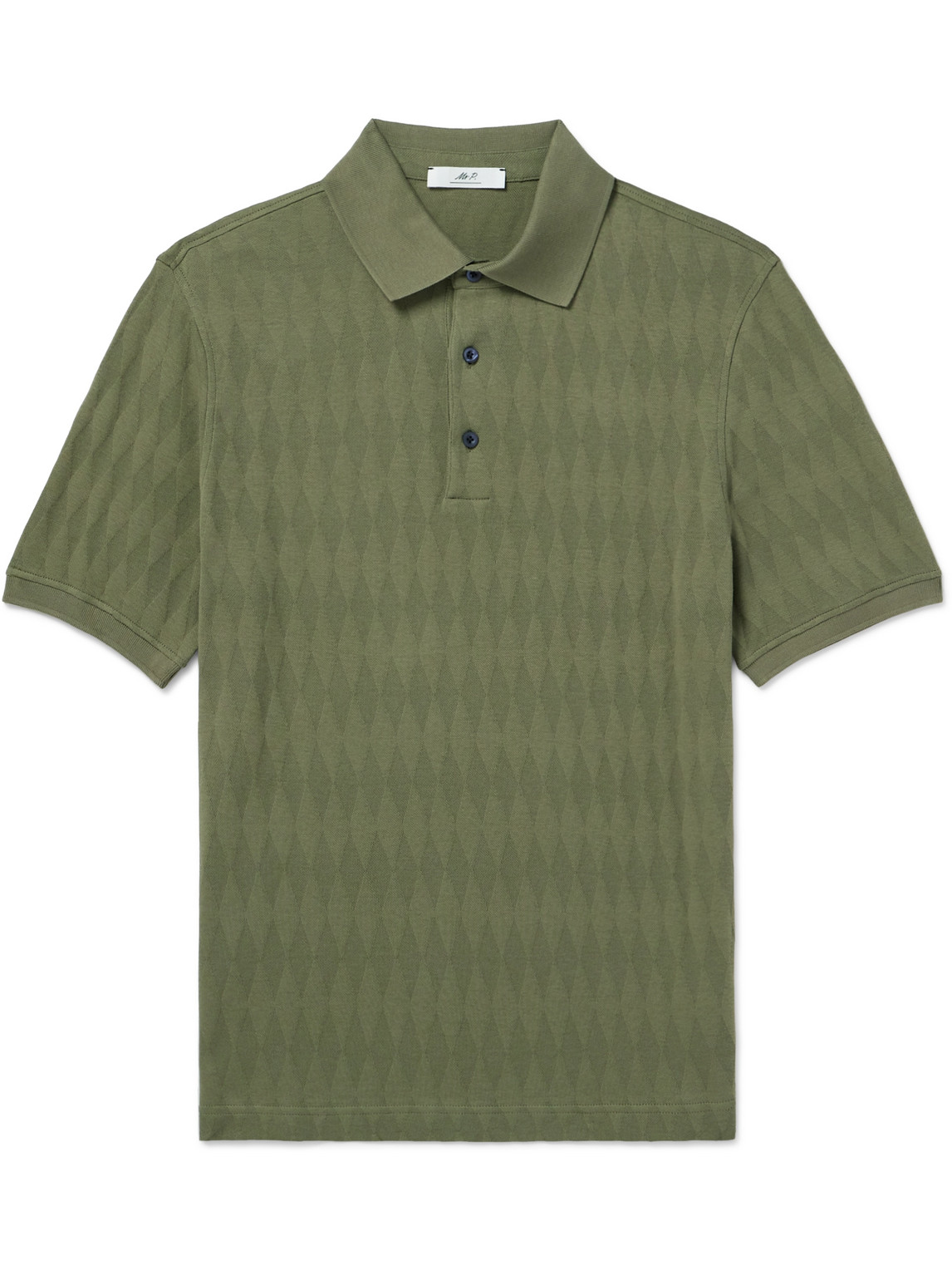 Mr P. - Golf Jacquard-Knit Organic Cotton Polo Shirt - Men - Green - XXL von Mr P.