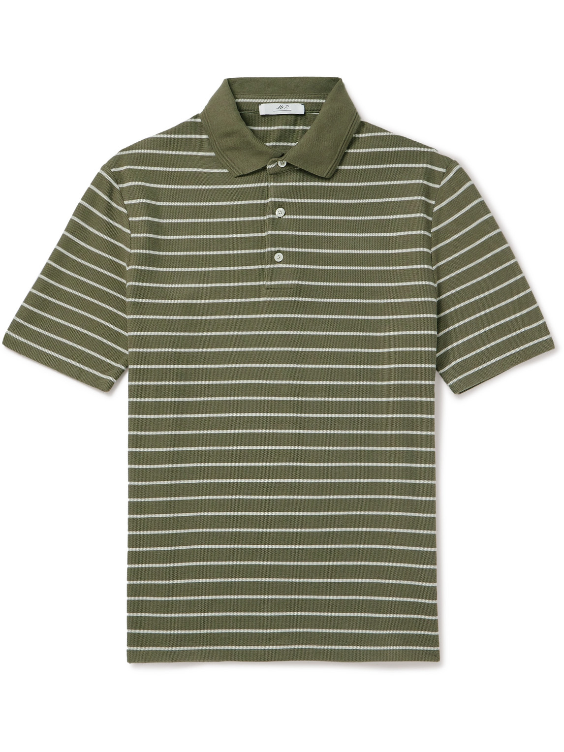 Mr P. - Golf Striped Organic Cotton-Piqué Polo Shirt - Men - Green - S von Mr P.