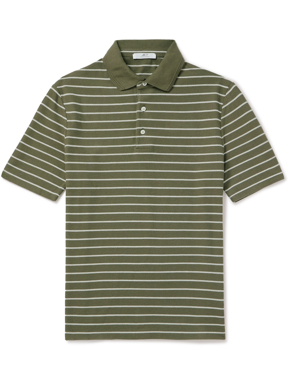Mr P. - Golf Striped Organic Cotton-Piqué Polo Shirt - Men - Green - S Mr P. - Golf Striped Organic Cotton-Piqué Polo Shirt - Men - Green - S von Mr P.