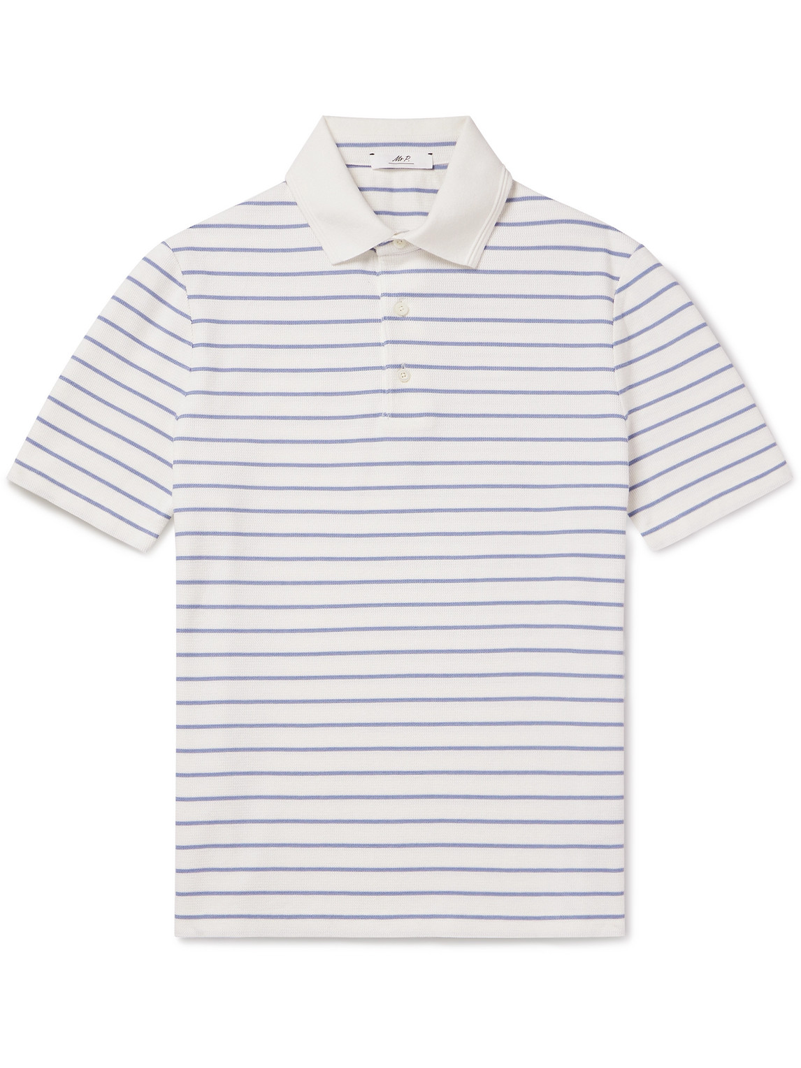 Mr P. - Golf Striped Organic Cotton-Piqué Polo Shirt - Men - White - L von Mr P.