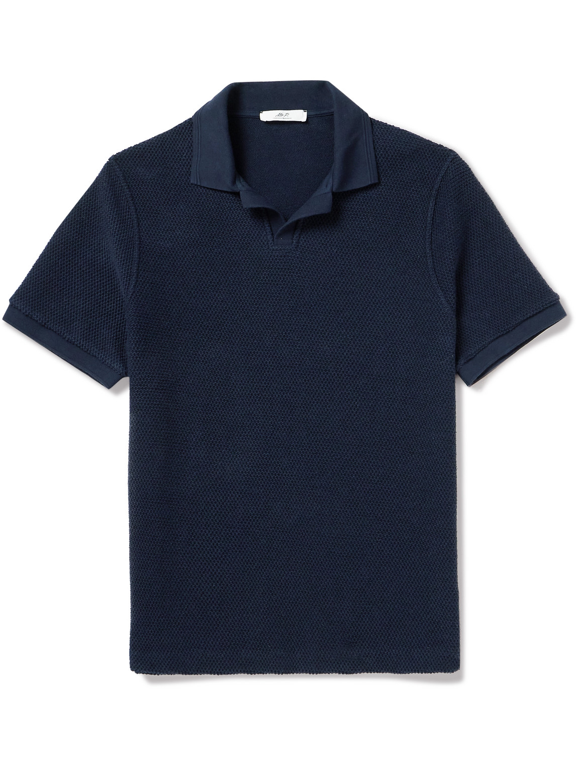 Mr P. - Golf Textured-Knit Organic Cotton Polo Shirt - Men - Blue - M von Mr P.