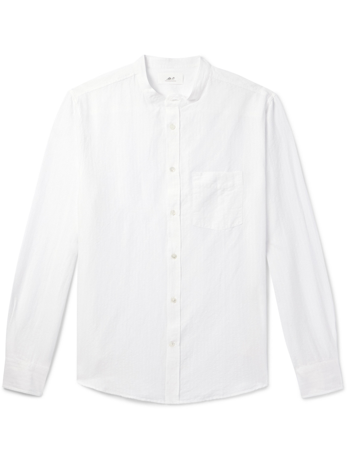 Mr P. - Grandad-Collar Organic Cotton and Linen-Blend Seersucker Shirt - Men - White - L Mr P. - Grandad-Collar Organic Cotton and Linen-Blend Seersucker Shirt - Men - White - L von Mr P.