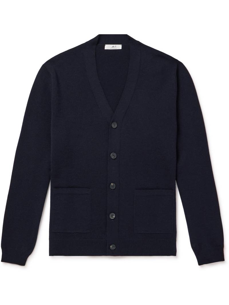 Mr P. - Half Milano Merino Wool Cardigan - Men - Blue - XS von Mr P.