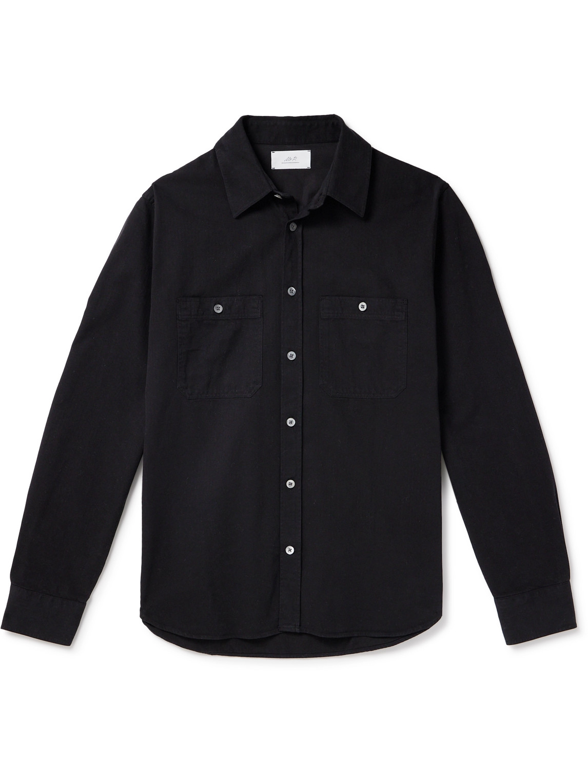 Mr P. - Herringbone Cotton-Twill Shirt - Men - Black - S von Mr P.
