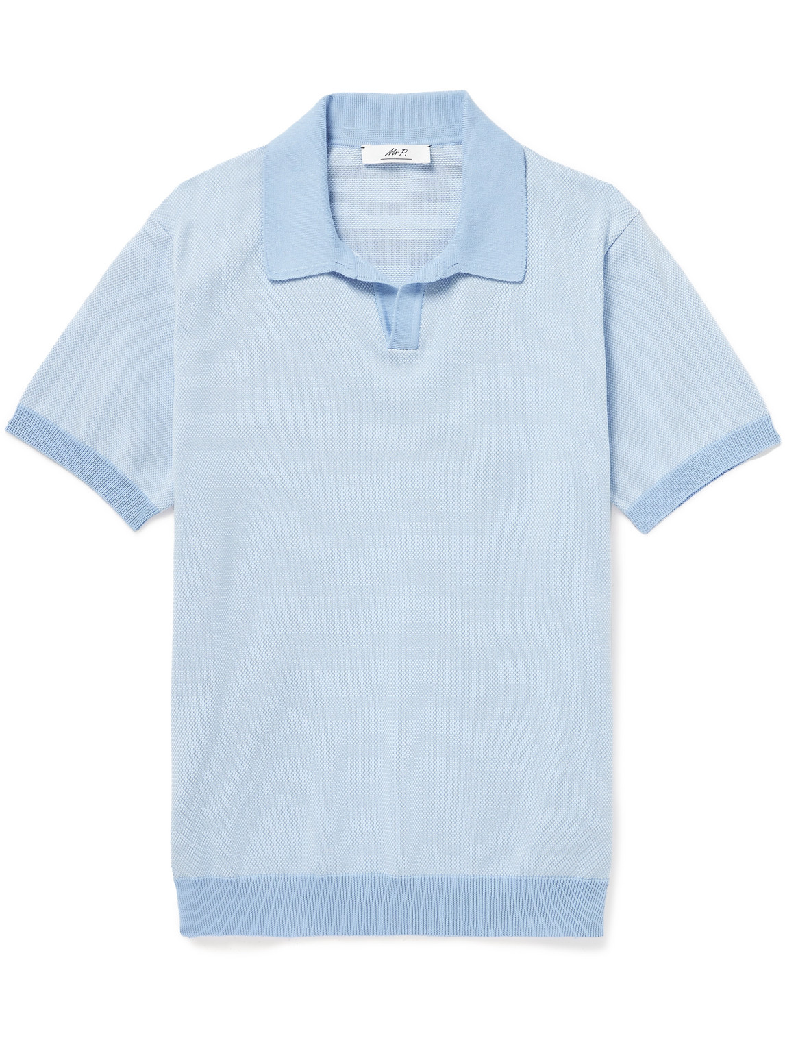 Mr P. - Honeycomb-Knit Cotton Polo Shirt - Men - Blue - S von Mr P.