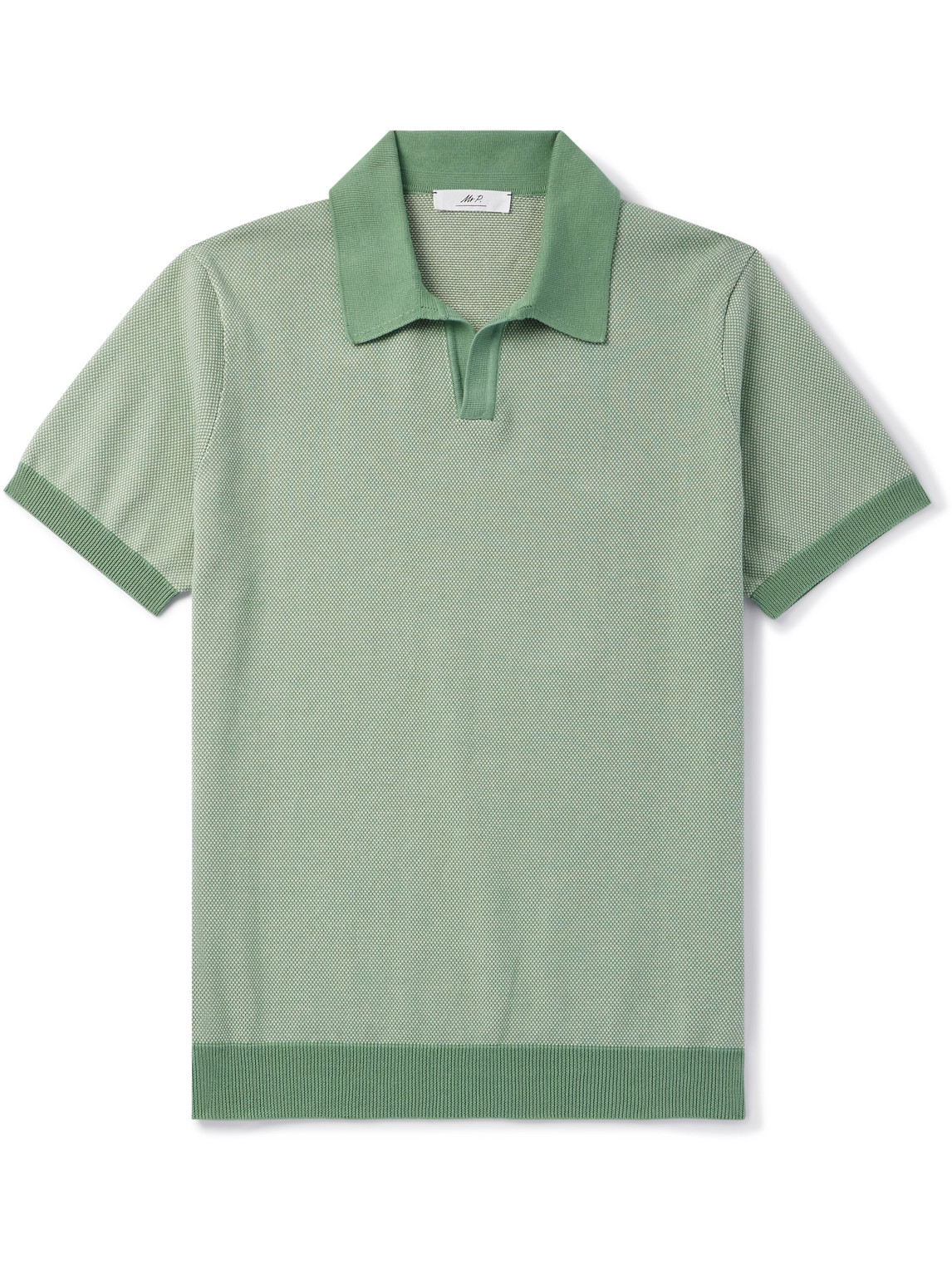 Mr P. - Honeycomb-Knit Cotton Polo Shirt - Men - Green - XXL von Mr P.