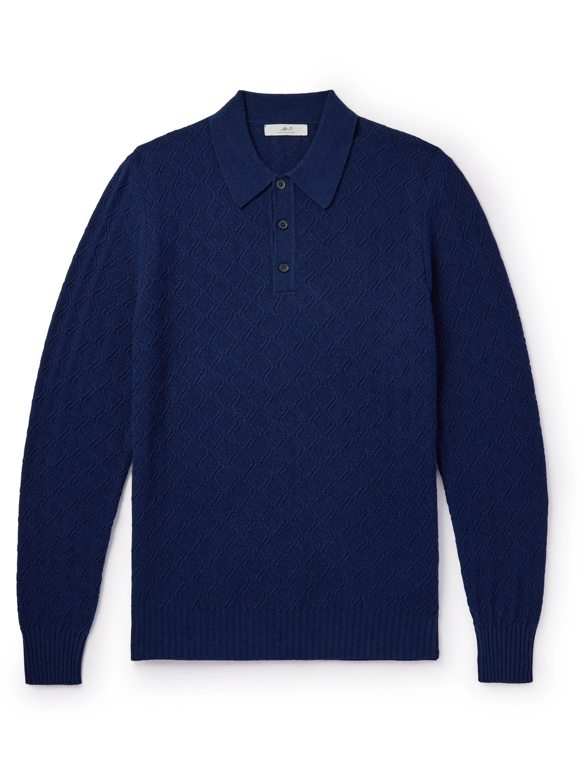 Mr P. - Honeycomb-Knit Wool Polo Shirt - Men - Blue - M von Mr P.