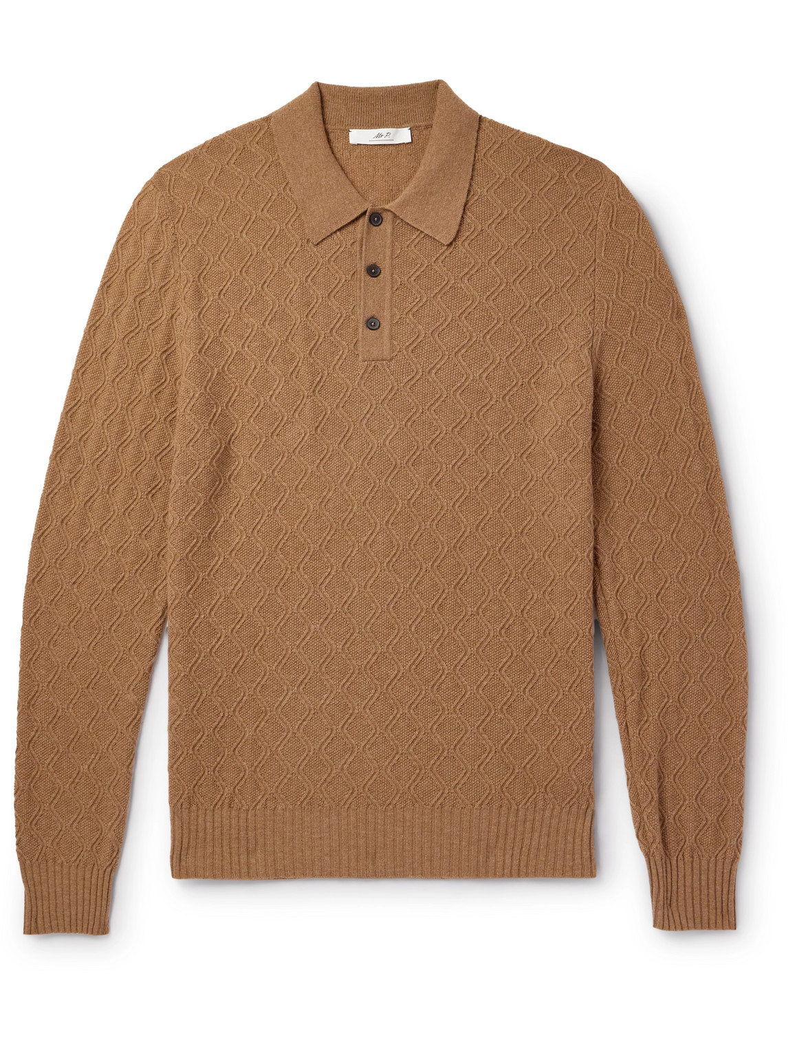 Mr P. - Honeycomb-Knit Wool Polo Shirt - Men - Brown - L von Mr P.