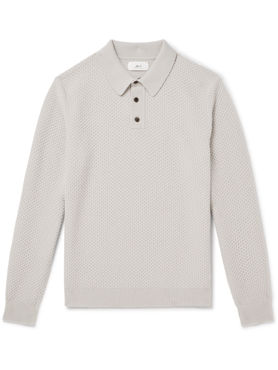 Mr P. - Honeycomb-Knit Wool Polo Shirt - Men - Gray - M Mr P. - Honeycomb-Knit Wool Polo Shirt - Men - Gray - M von Mr P.