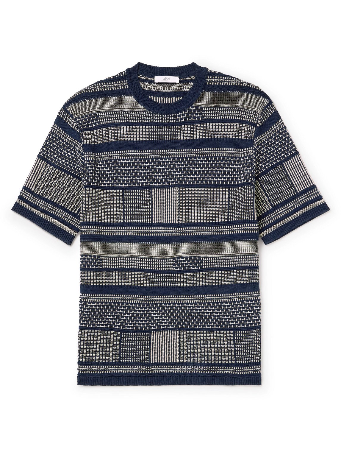 Mr P. - Intarsia Cotton T-Shirt - Men - Blue - L von Mr P.