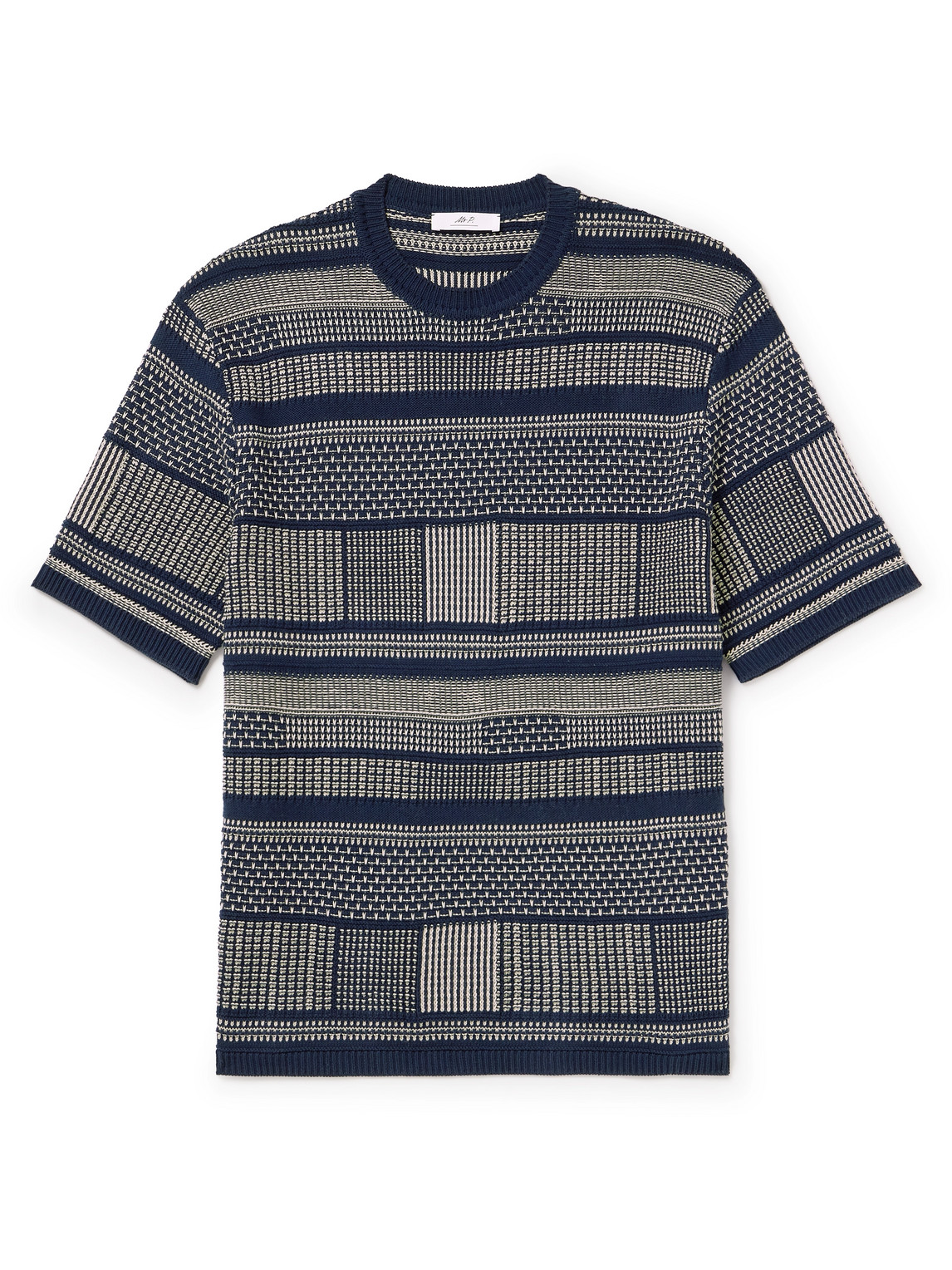 Mr P. - Jacquard-Knit Cotton T-Shirt - Men - Blue - S von Mr P.