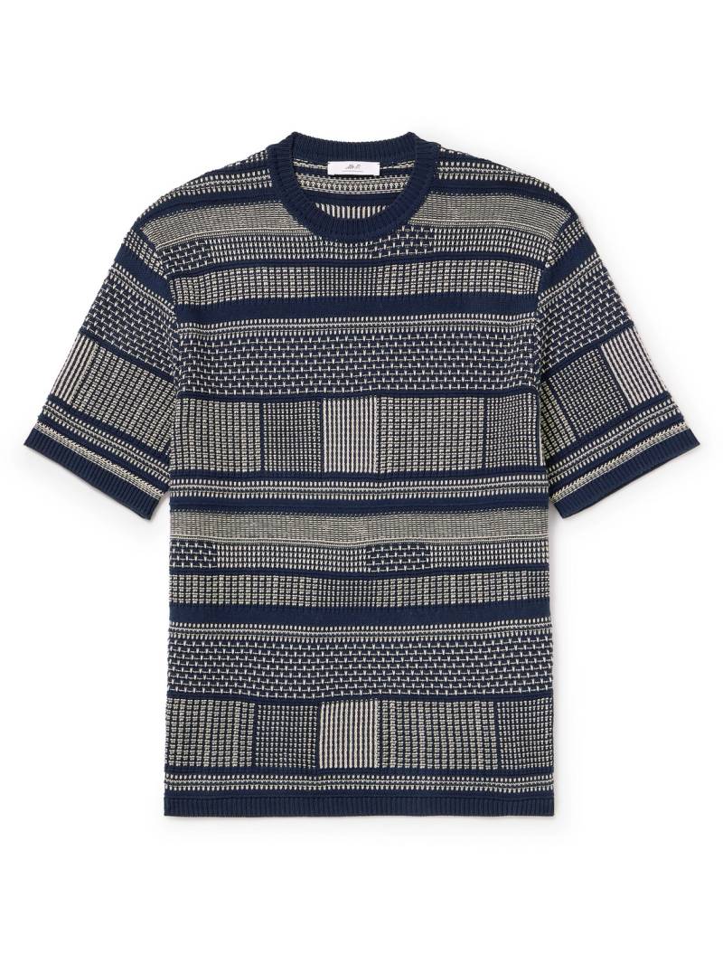 Mr P. - Jacquard-Knit Cotton T-Shirt - Men - Blue - XL von Mr P.
