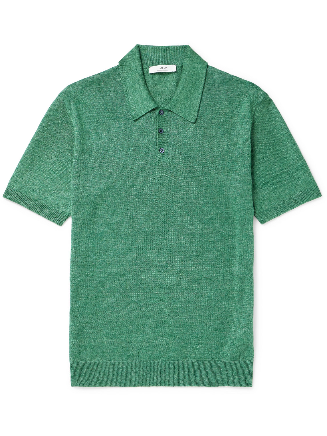 Mr P. - Linen Polo Shirt - Men - Green - L von Mr P.