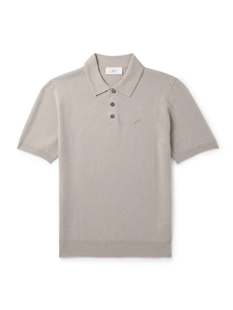 Mr P. - Logo-Embroidered Honeycomb Merino Wool Polo Shirt - Men - Neutrals - XL von Mr P.
