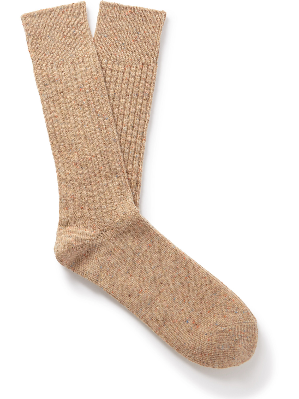 Mr P. - Mélange Ribbed Stretch-Knit Socks - Men - Neutrals Mr P. - Mélange Ribbed Stretch-Knit Socks - Men - Neutrals von Mr P.