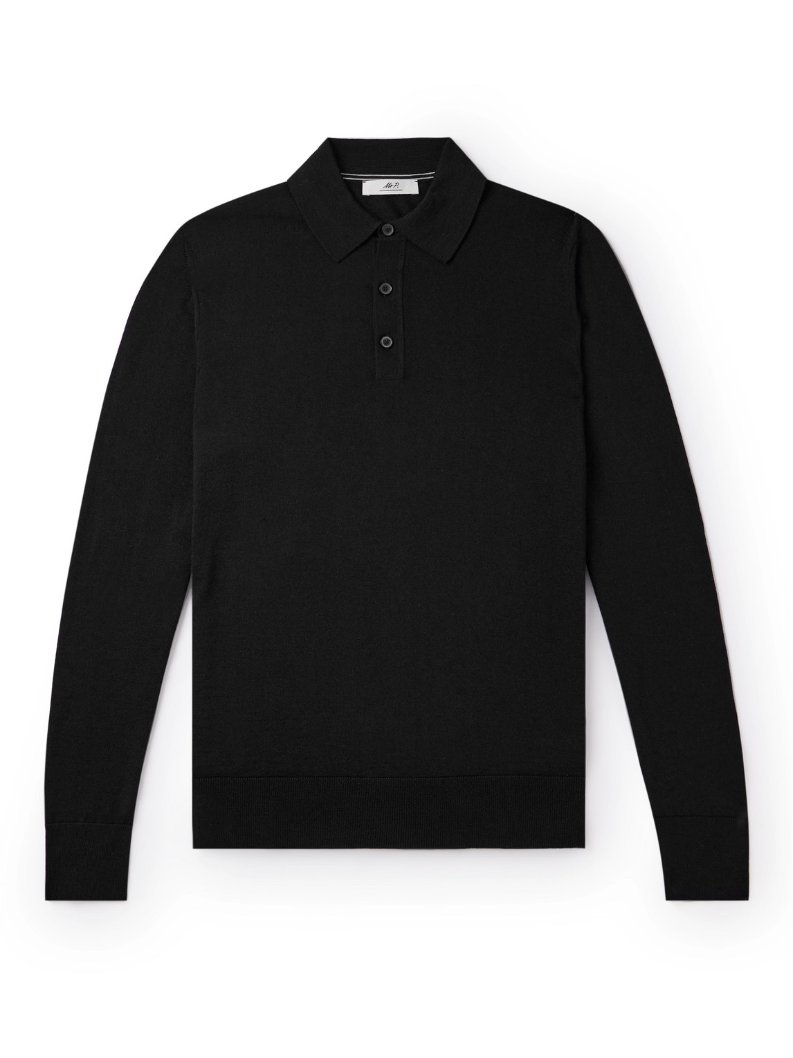 Mr P. - Merino Wool Polo Shirt - Men - Black - L von Mr P.