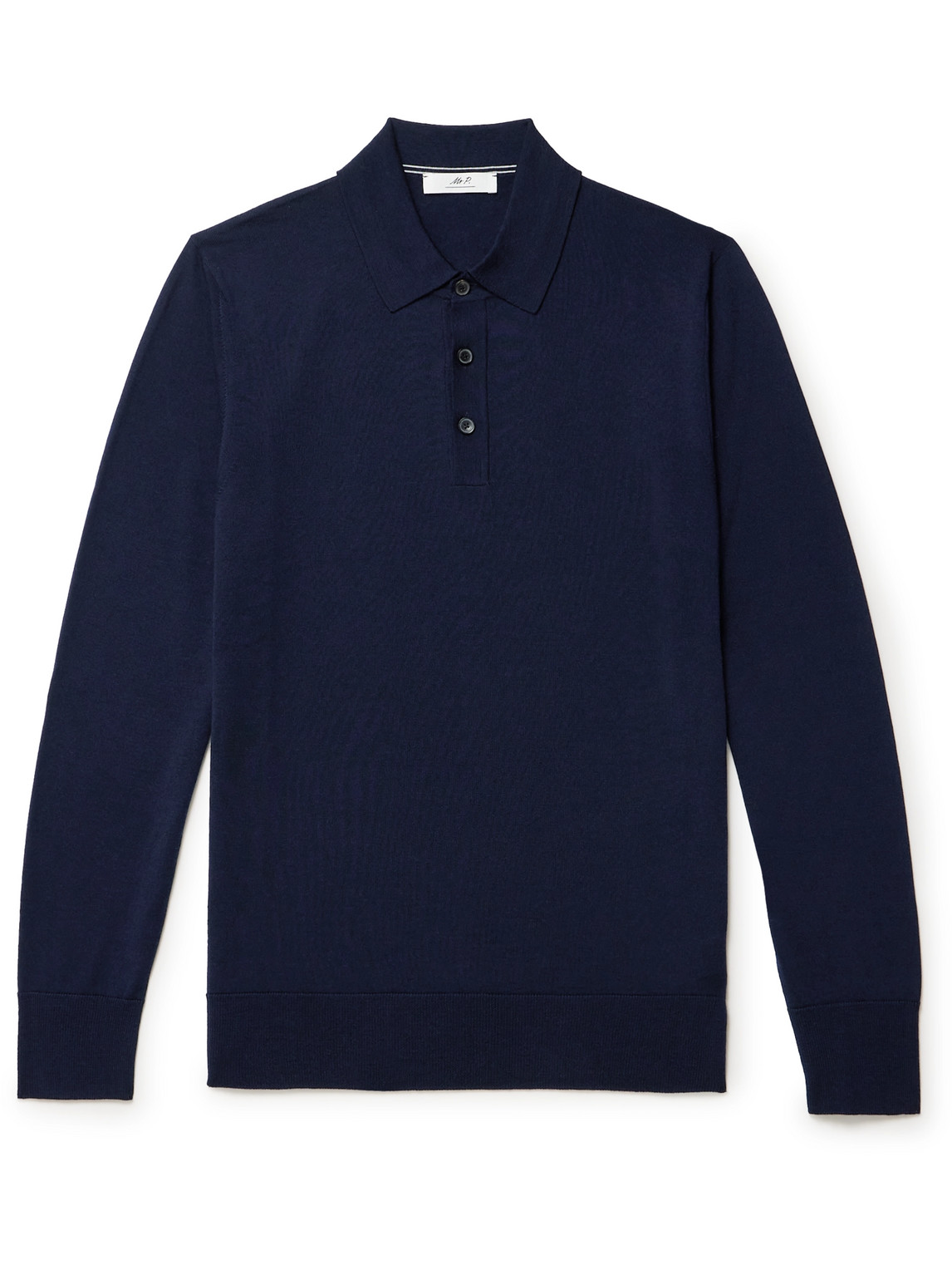 Mr P. - Merino Wool Polo Shirt - Men - Blue - M von Mr P.