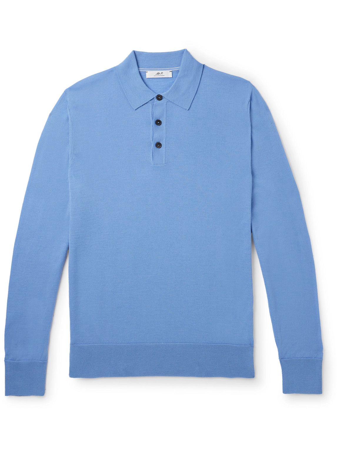 Mr P. - Merino Wool Polo Shirt - Men - Blue - XS von Mr P.