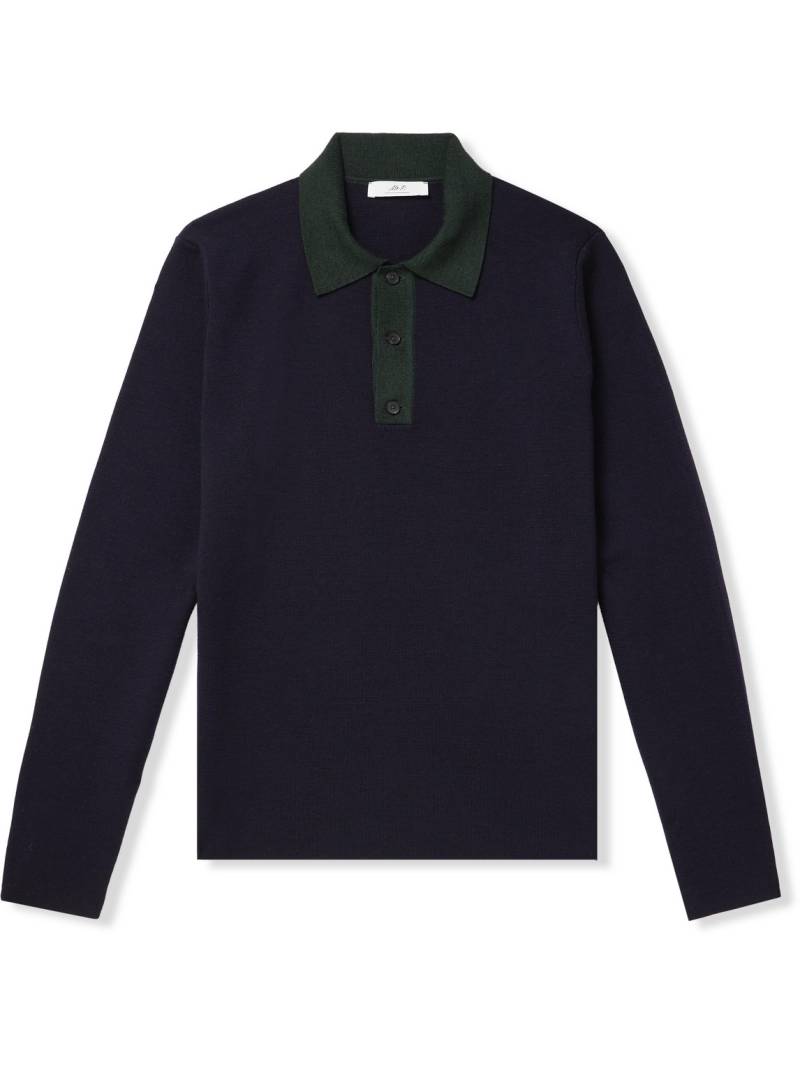 Mr P. - Merino Wool Polo Shirt - Men - Blue - XS von Mr P.
