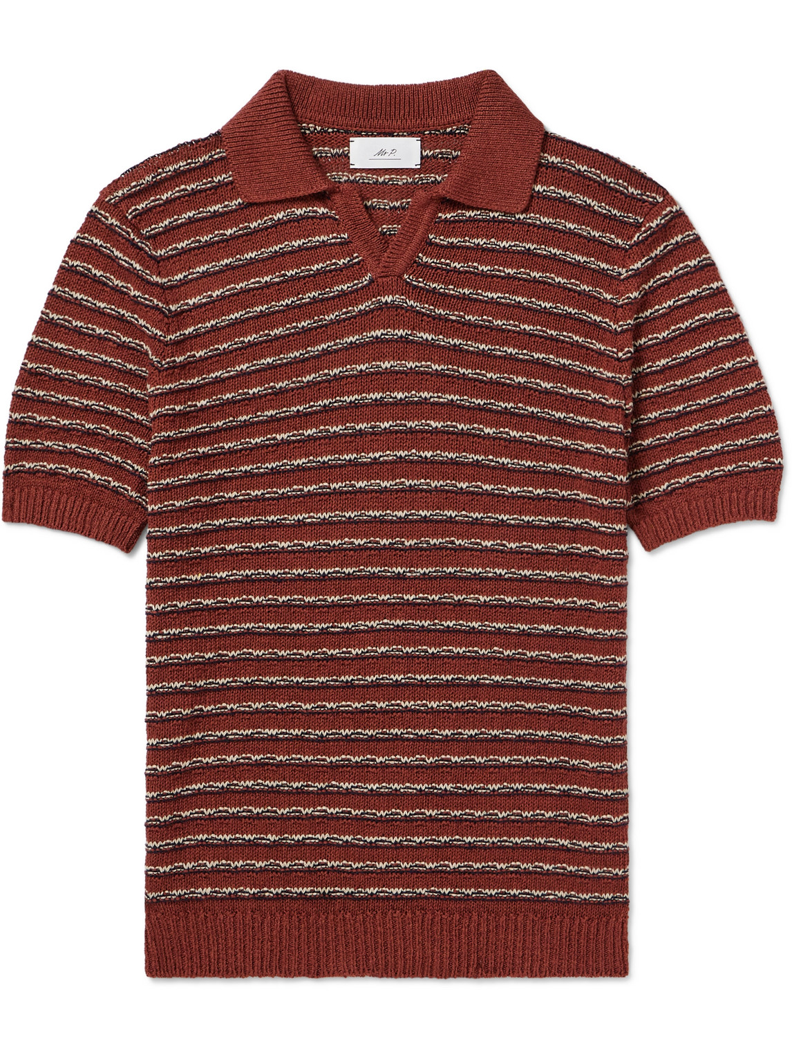 Mr P. - Textured Linen and Cotton-Blend Polo Shirt - Men - Red - M von Mr P.
