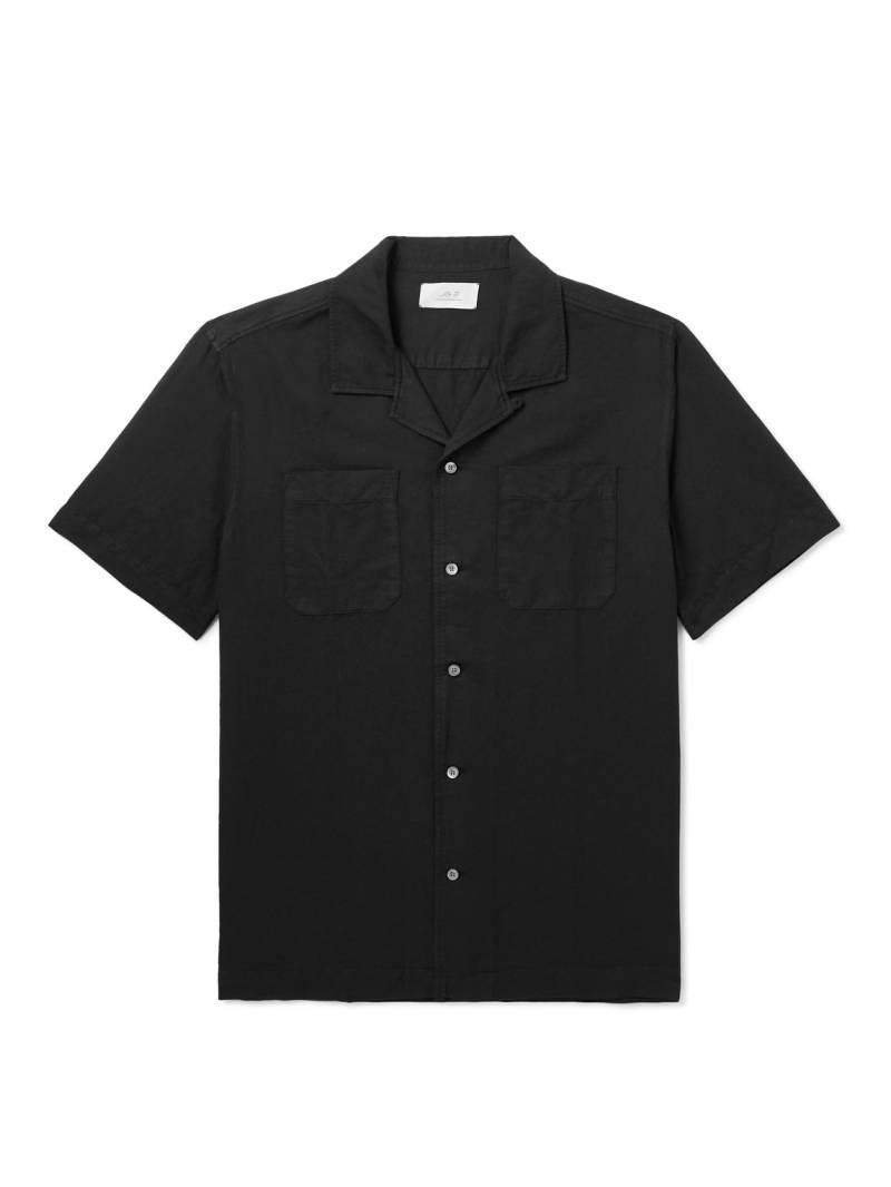 Mr P. - Michael 2 Convertible-Collar Cotton and Linen-Blend Twill Shirt - Men - Black - XL von Mr P.
