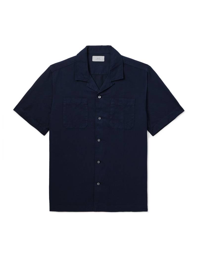 Mr P. - Michael 2 Convertible-Collar Cotton and Linen-Blend Twill Shirt - Men - Blue - M Mr P. - Michael 2 Convertible-Collar Cotton and Linen-Blend Twill Shirt - Men - Blue - M von Mr P.