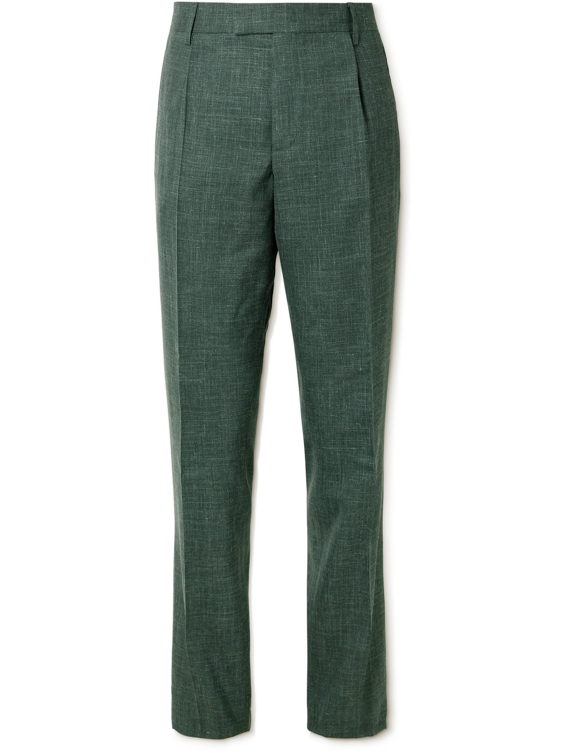 Mr P. - Mike Straight-Leg Pleated Wool, Silk and Linen-Blend Suit Trousers - Men - Green - 34 von Mr P.