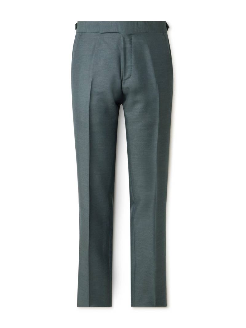 Mr P. - Mike Straight-Leg Wool, Mohair and Silk-Blend Twill Tuxedo Trousers - Men - Green - 40 von Mr P.
