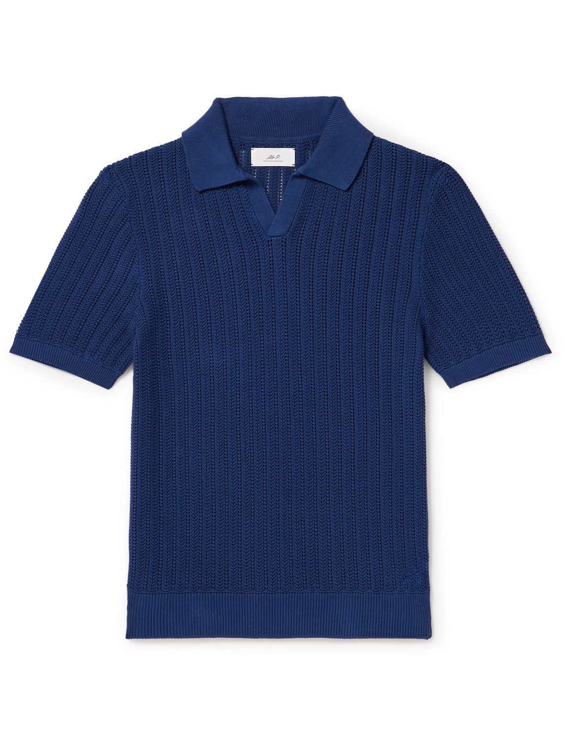 Mr P. - Open-Knit Ribbed Cotton Polo Shirt - Men - Blue - XL von Mr P.