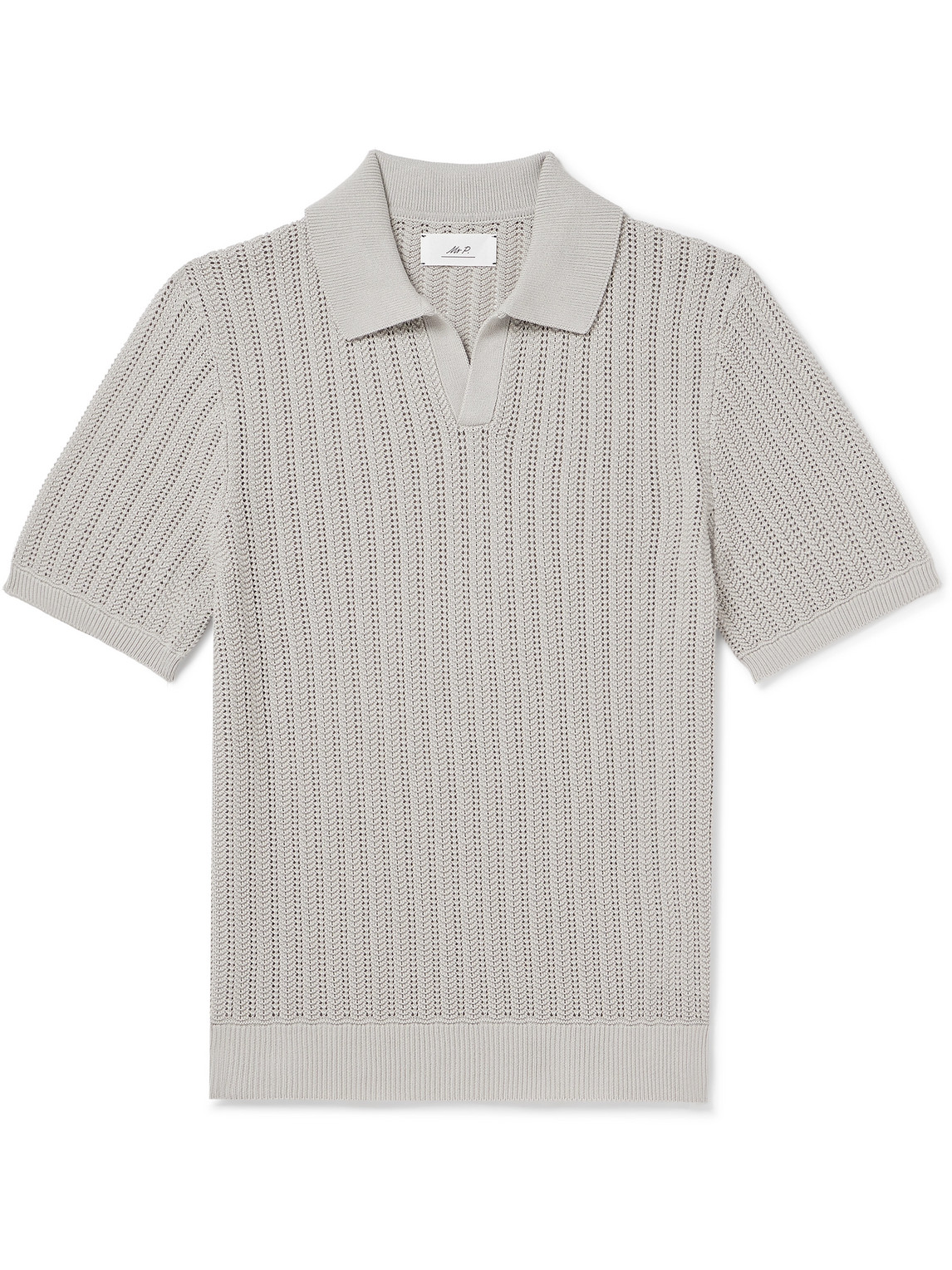 Mr P. - Open-Knit Ribbed Cotton Polo Shirt - Men - Gray - XL von Mr P.