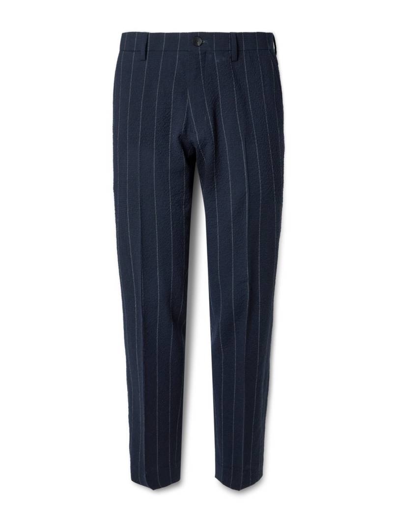 Mr P. - Philip Tapered Pinstriped Wool-Blend Seersucker Suit Trousers - Men - Blue - 32 von Mr P.