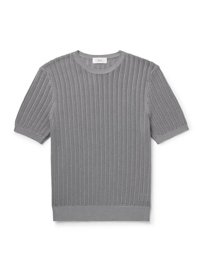 Mr P. - Pointelle-Knit Organic Cotton T-Shirt - Men - Gray - L von Mr P.