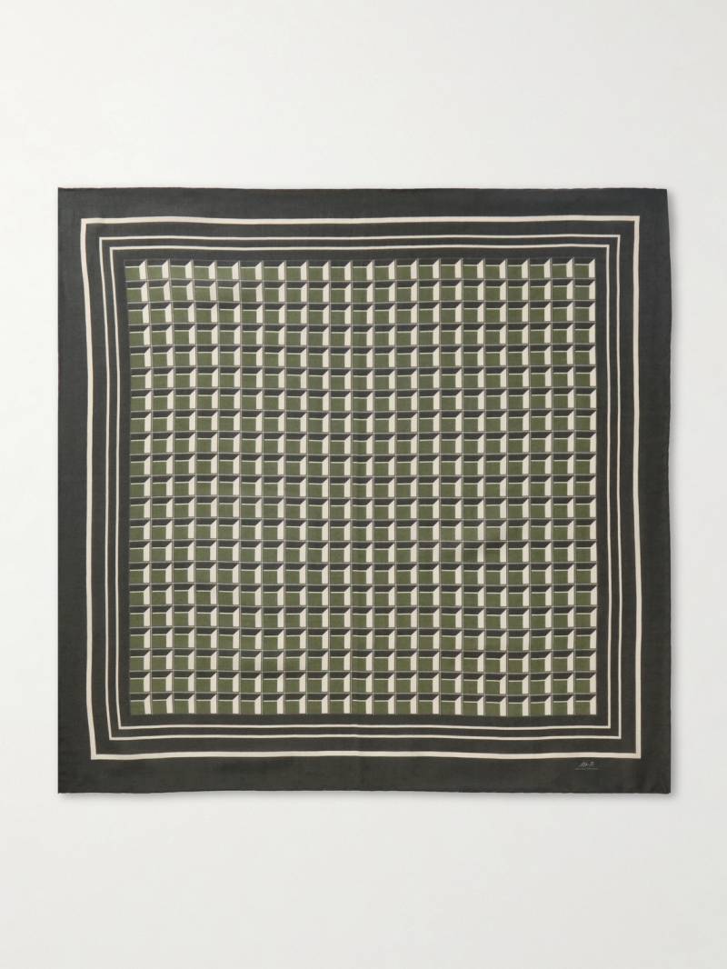 Mr P. - Printed Cotton and Silk-Blend Bandana - Men - Green von Mr P.