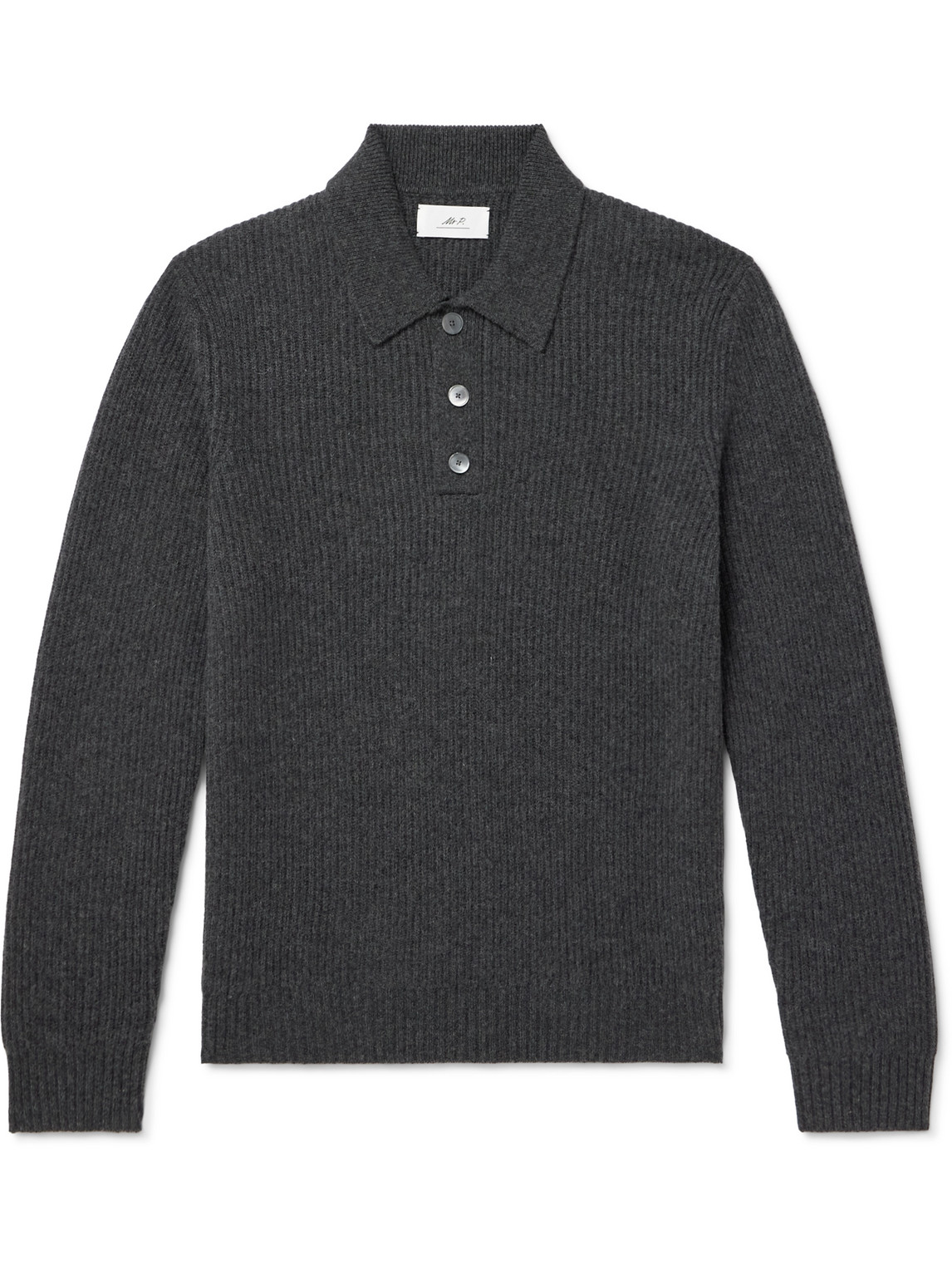 Mr P. - Ribbed Cashmere Polo Shirt - Men - Gray - XL Mr P. - Ribbed Cashmere Polo Shirt - Men - Gray - XL von Mr P.