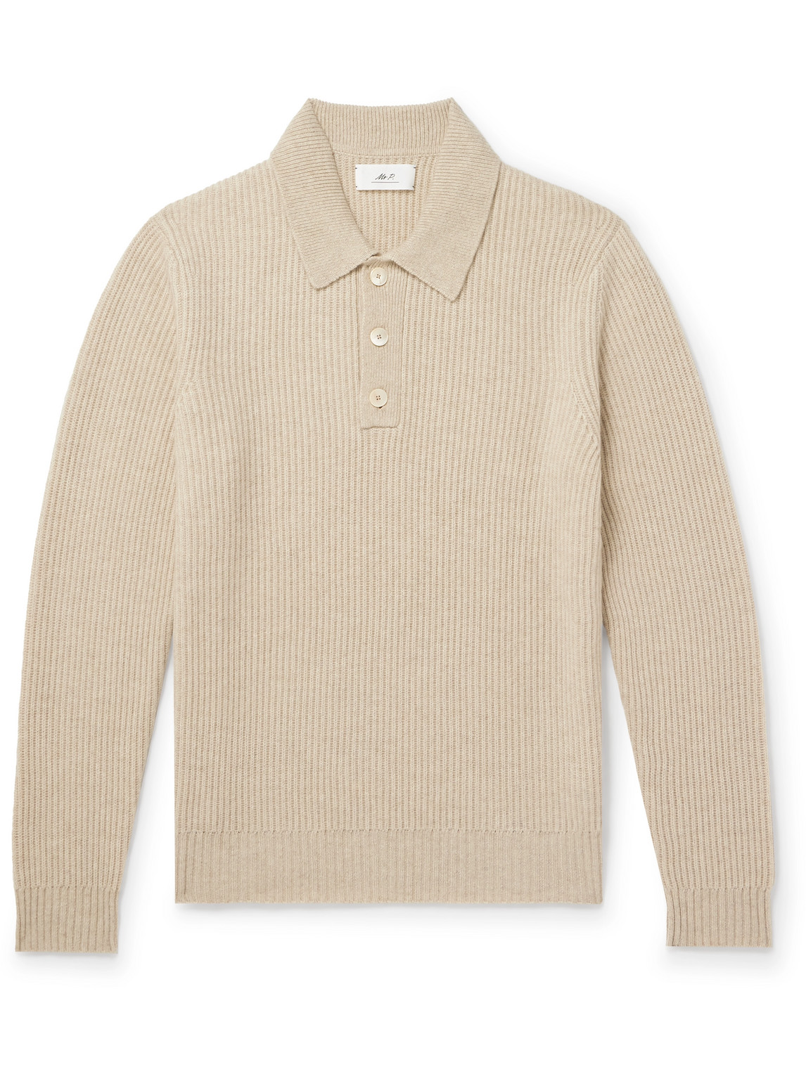 Mr P. - Ribbed Cashmere Polo Shirt - Men - Neutrals - XXL Mr P. - Ribbed Cashmere Polo Shirt - Men - Neutrals - XXL von Mr P.