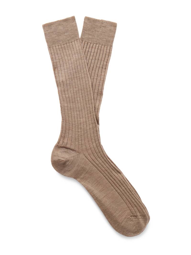 Mr P. - Ribbed Merino Wool-Blend Socks - Men - Brown von Mr P.